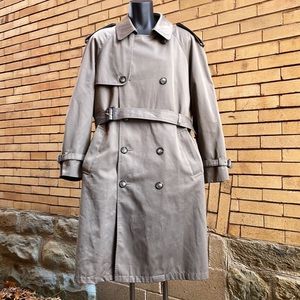 Vintage Lauren Ralph Lauren Gray Trench Coat w/ Quilted Removable Liner Size 44S